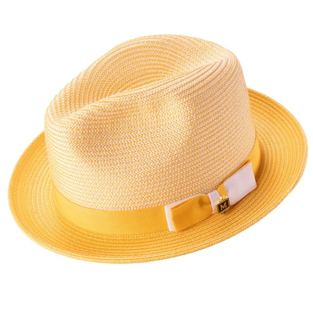 Montique CANARY Braided Two Tone Stingy Brim Pinch Fedora Hat H-68